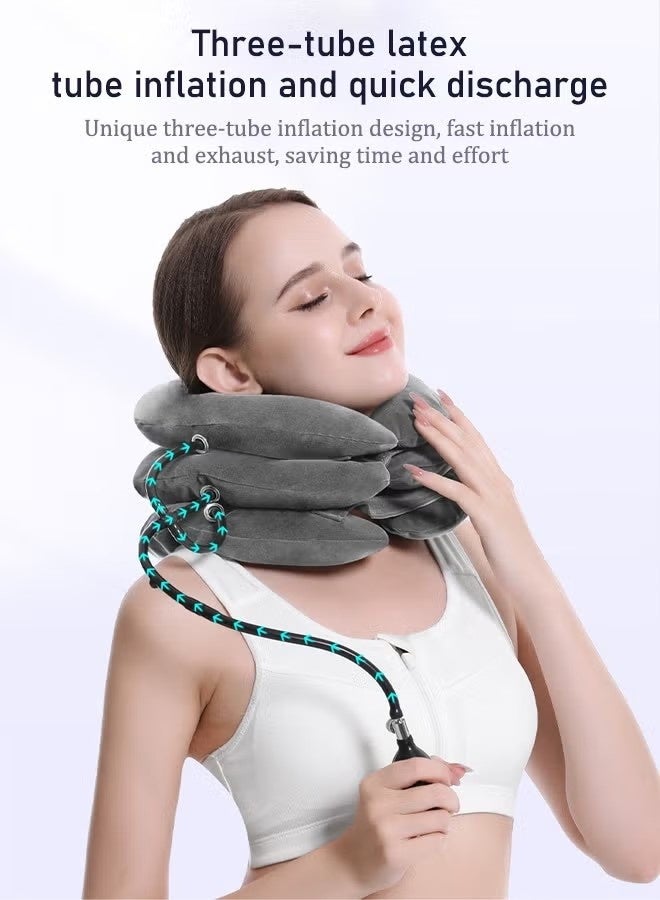 NexusTek Medical-Grade 3-Chamber Cervical Traction Device | Targeted Decompression for Herniated Discs, Pinched Nerves, Bone Spurs | Adjustable Air Pressure for Home Physical Therapy - Image 1